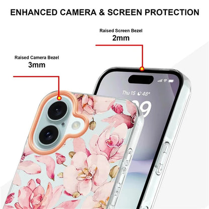 YB IMD-8 Series for iPhone 16 Plus TPU Case Flower Pattern IMD IML Phone Cover