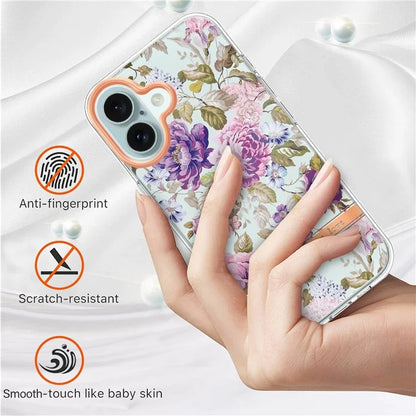 YB IMD-8 Series for iPhone 16 Plus TPU Case Flower Pattern IMD IML Phone Cover