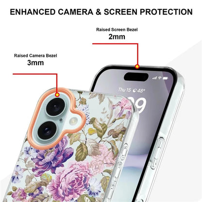 YB IMD-8 Series for iPhone 16 Plus TPU Case Flower Pattern IMD IML Phone Cover
