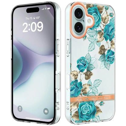 YB IMD-8 Series for iPhone 16 Plus TPU Case Flower Pattern IMD IML Phone Cover