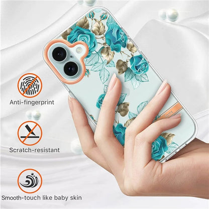 YB IMD-8 Series for iPhone 16 Plus TPU Case Flower Pattern IMD IML Phone Cover