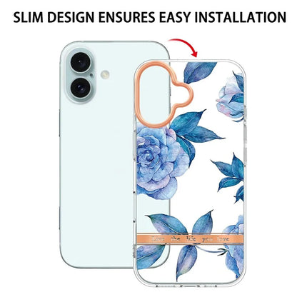 YB IMD-8 Series for iPhone 16 Plus TPU Case Flower Pattern IMD IML Phone Cover