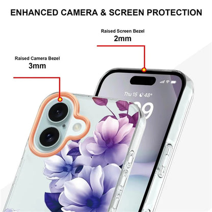 YB IMD-8 Series for iPhone 16 Plus TPU Case Flower Pattern IMD IML Phone Cover