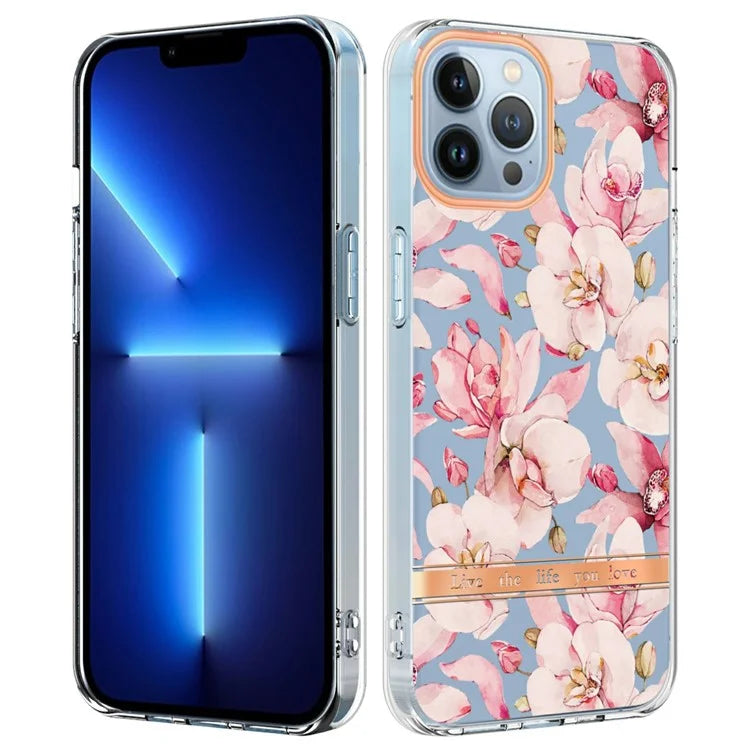 YB IMD-8 Series for iPhone 16 Pro Max TPU Case Flower Pattern IMD IML Phone Cover
