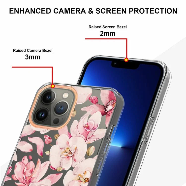 YB IMD-8 Series for iPhone 16 Pro Max TPU Case Flower Pattern IMD IML Phone Cover