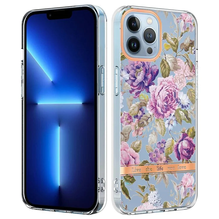 YB IMD-8 Series for iPhone 16 Pro Max TPU Case Flower Pattern IMD IML Phone Cover