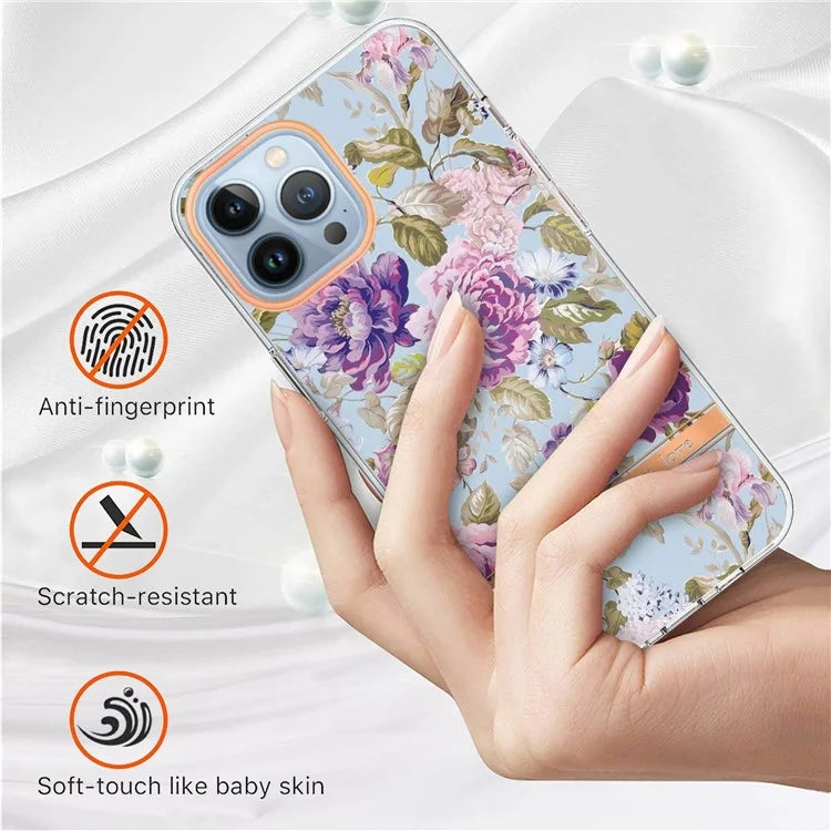 YB IMD-8 Series for iPhone 16 Pro Max TPU Case Flower Pattern IMD IML Phone Cover
