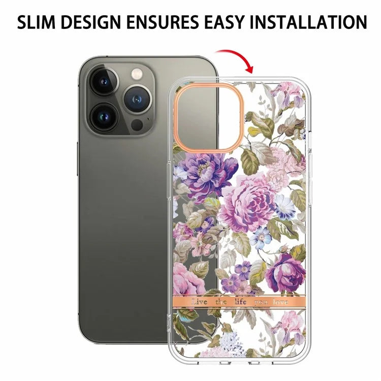 YB IMD-8 Series for iPhone 16 Pro Max TPU Case Flower Pattern IMD IML Phone Cover