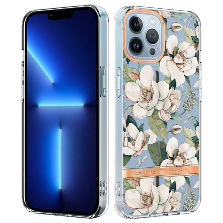 YB IMD-8 Series for iPhone 16 Pro Max TPU Case Flower Pattern IMD IML Phone Cover