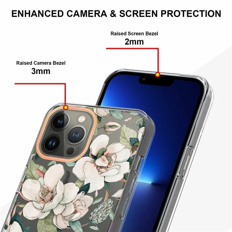 YB IMD-8 Series for iPhone 16 Pro Max TPU Case Flower Pattern IMD IML Phone Cover