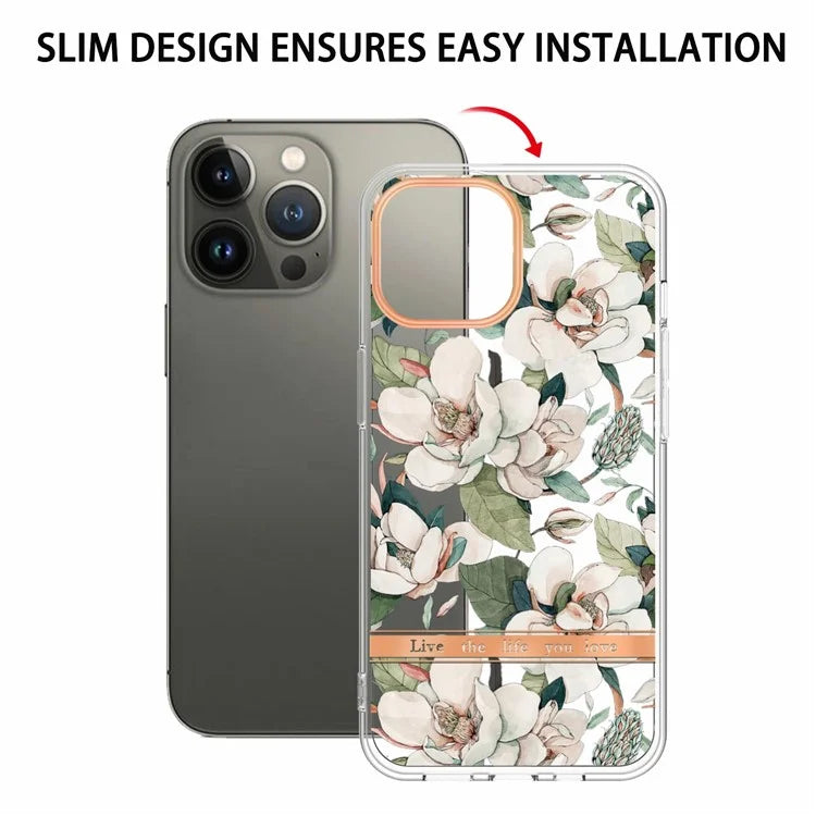 YB IMD-8 Series for iPhone 16 Pro Max TPU Case Flower Pattern IMD IML Phone Cover