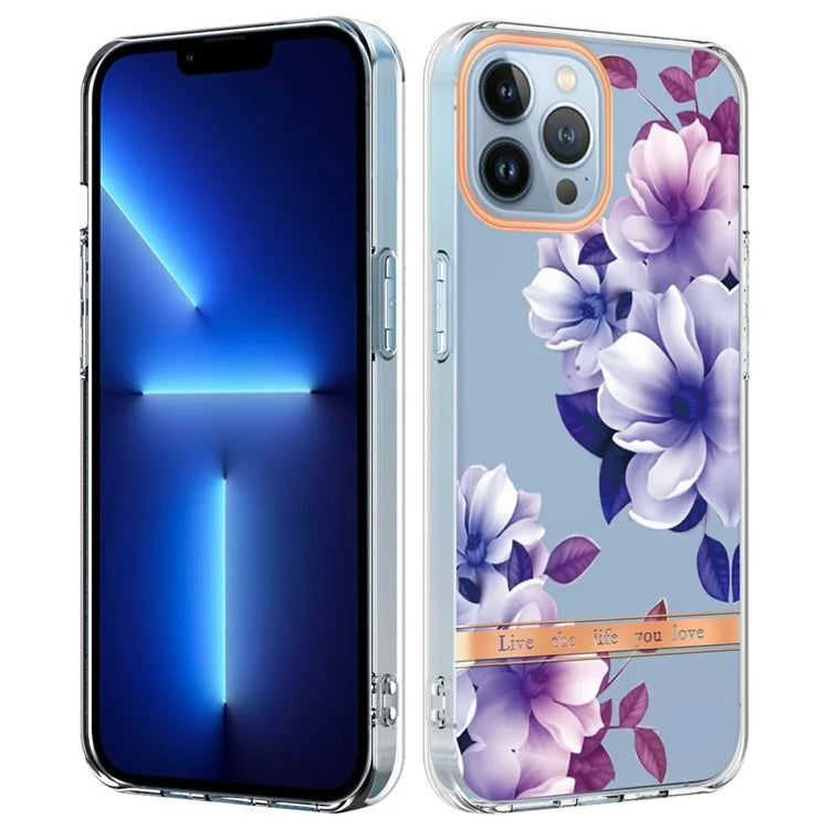 YB IMD-8 Series for iPhone 16 Pro Max TPU Case Flower Pattern IMD IML Phone Cover