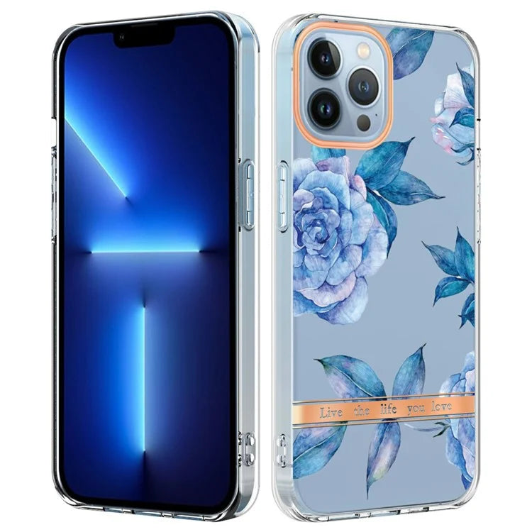YB IMD-8 Series for iPhone 16 Pro Max TPU Case Flower Pattern IMD IML Phone Cover