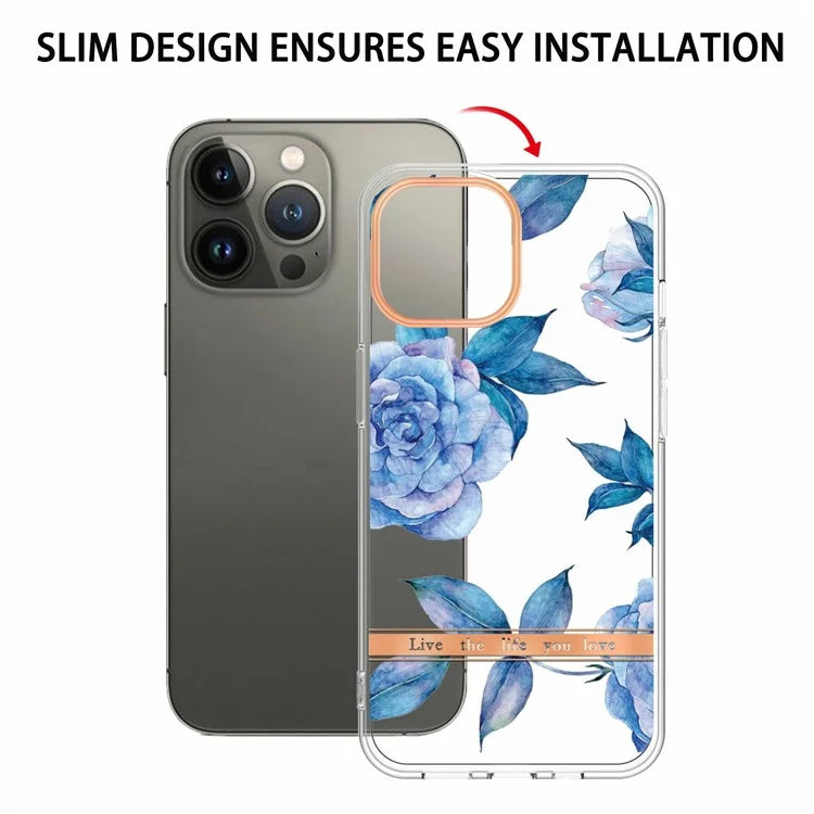 YB IMD-8 Series for iPhone 16 Pro Max TPU Case Flower Pattern IMD IML Phone Cover