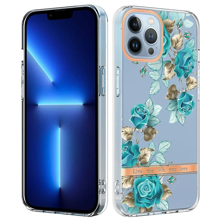 YB IMD-8 Series for iPhone 16 Pro Max TPU Case Flower Pattern IMD IML Phone Cover