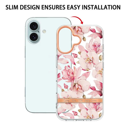 YB IMD-8 Series for iPhone 16 TPU Case Flower Pattern IMD IML Phone Cover