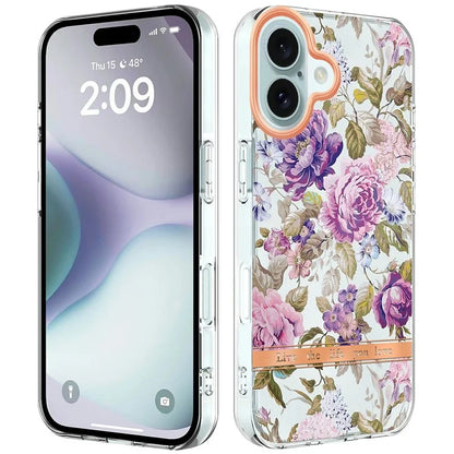 YB IMD-8 Series for iPhone 16 TPU Case Flower Pattern IMD IML Phone Cover