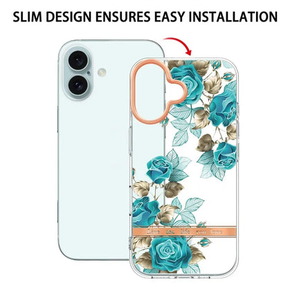 YB IMD-8 Series for iPhone 16 TPU Case Flower Pattern IMD IML Phone Cover