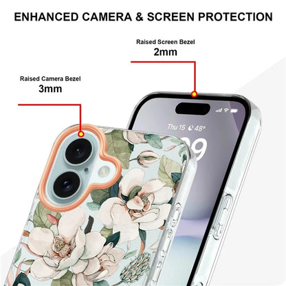 YB IMD-8 Series for iPhone 16 TPU Case Flower Pattern IMD IML Phone Cover