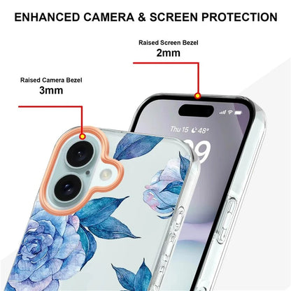 YB IMD-8 Series for iPhone 16 TPU Case Flower Pattern IMD IML Phone Cover
