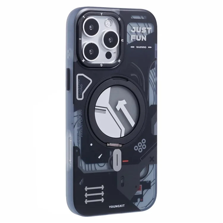 YOUNGKIT for iPhone 16 Pro Max Magnetic Case Rotating Kickstand IMD TPU Phone Cover