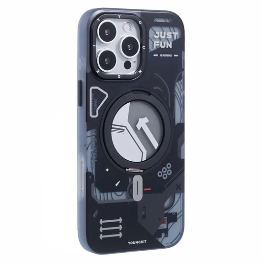 YOUNGKIT for iPhone 16 Pro Max Magnetic Case Rotating Kickstand IMD TPU Phone Cover