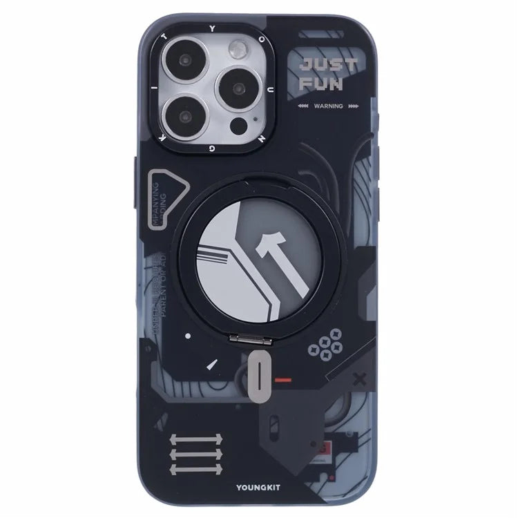 YOUNGKIT for iPhone 16 Pro Max Magnetic Case Rotating Kickstand IMD TPU Phone Cover