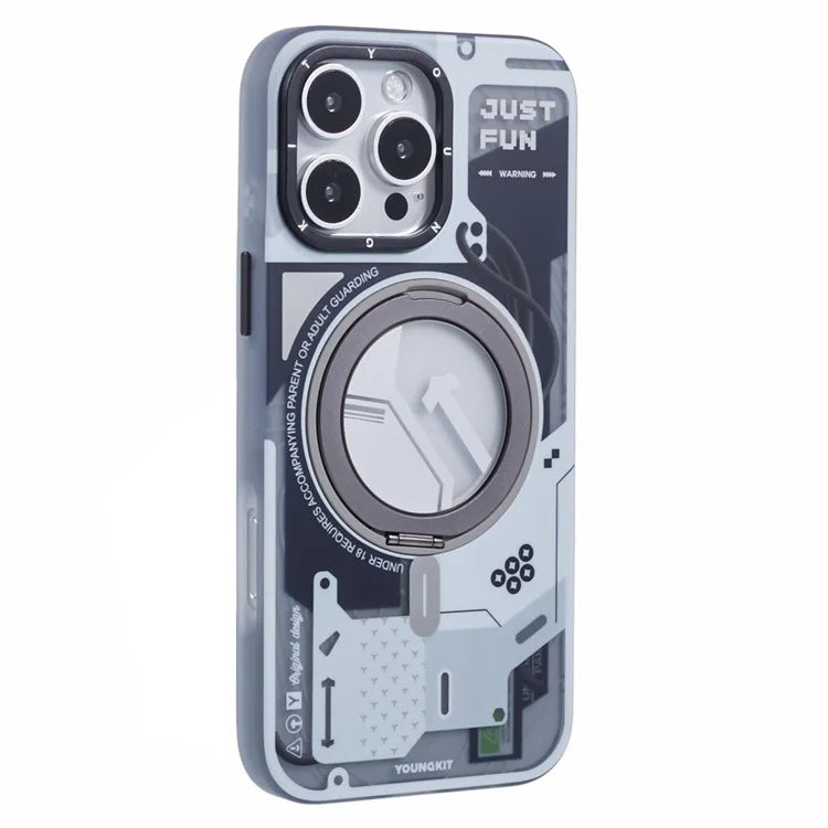 YOUNGKIT for iPhone 16 Pro Max Magnetic Case Rotating Kickstand IMD TPU Phone Cover