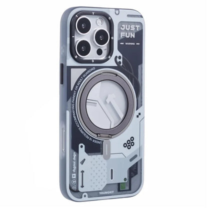 YOUNGKIT for iPhone 16 Pro Max Magnetic Case Rotating Kickstand IMD TPU Phone Cover