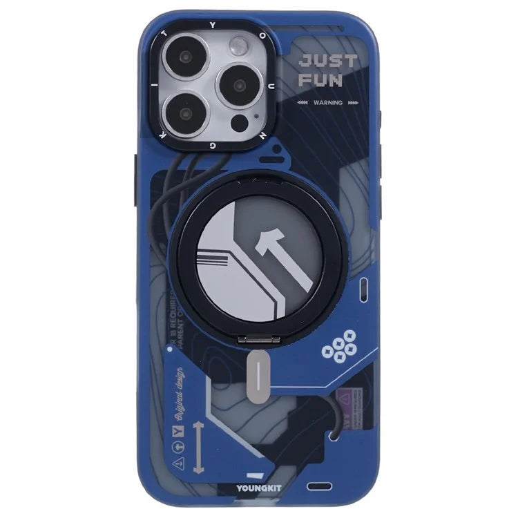 YOUNGKIT for iPhone 16 Pro Max Magnetic Case Rotating Kickstand IMD TPU Phone Cover