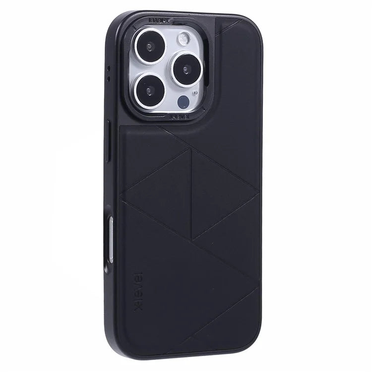 X-LEVEL For iPhone 16 Pro Max Case Geometric PC+TPU+Leather Anti-Scratch Phone Cover