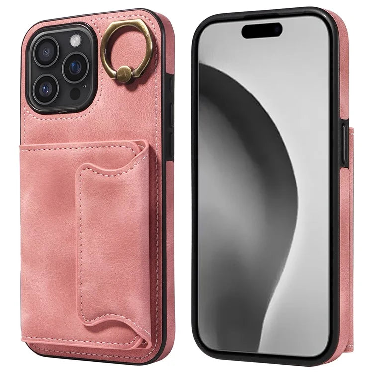 001 For iPhone 16 Pro Max Case Secure-Grip Kickstand Leather + TPU Phone Cover