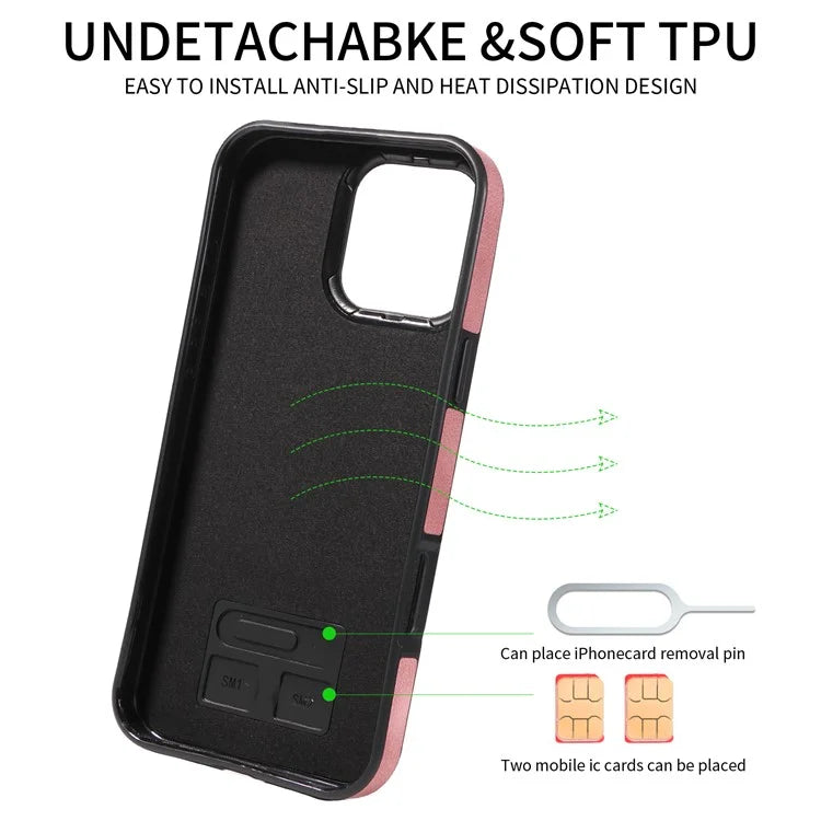 001 For iPhone 16 Pro Max Case Secure-Grip Kickstand Leather + TPU Phone Cover