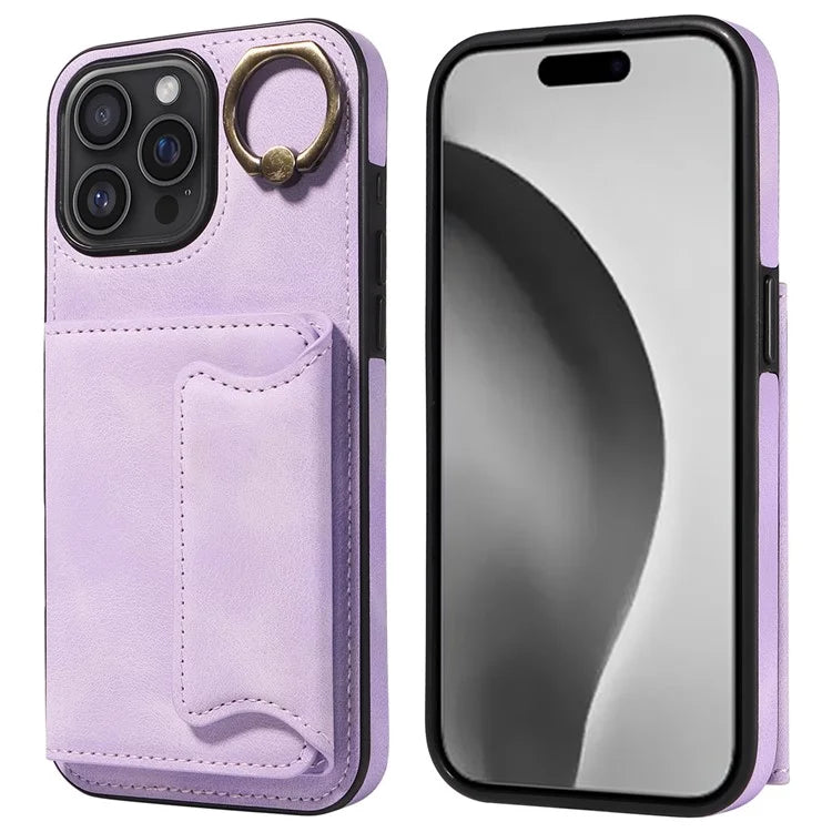 001 For iPhone 16 Pro Max Case Secure-Grip Kickstand Leather + TPU Phone Cover