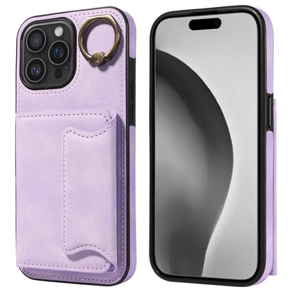 001 For iPhone 16 Pro Max Case Secure-Grip Kickstand Leather + TPU Phone Cover