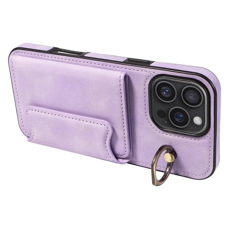 001 For iPhone 16 Pro Max Case Secure-Grip Kickstand Leather + TPU Phone Cover