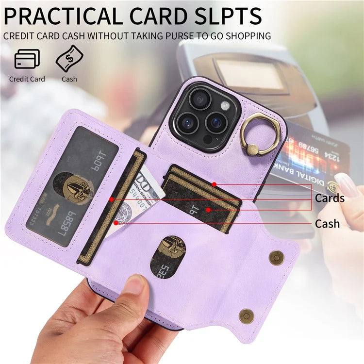 001 For iPhone 16 Pro Max Case Secure-Grip Kickstand Leather + TPU Phone Cover