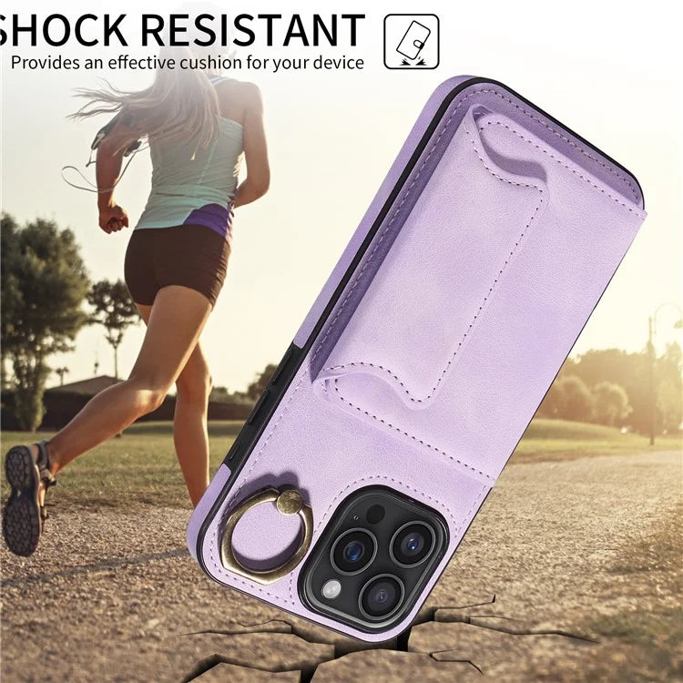 001 For iPhone 16 Pro Max Case Secure-Grip Kickstand Leather + TPU Phone Cover