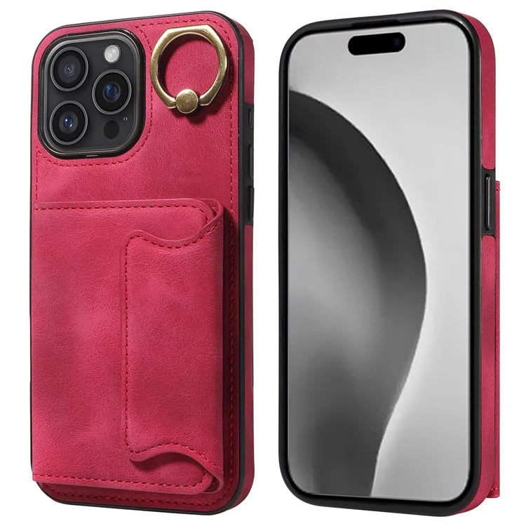 001 For iPhone 16 Pro Max Case Secure-Grip Kickstand Leather + TPU Phone Cover