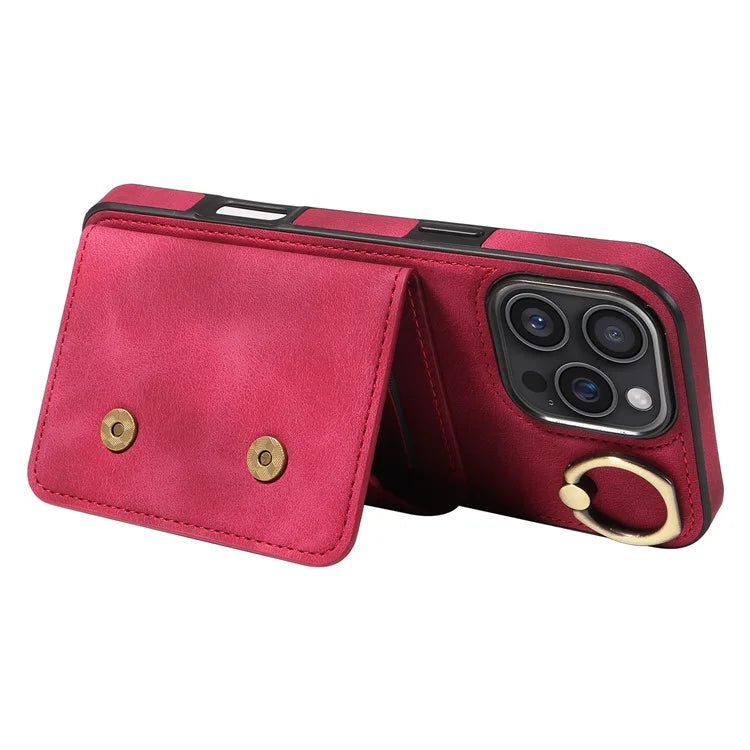 001 For iPhone 16 Pro Max Case Secure-Grip Kickstand Leather + TPU Phone Cover