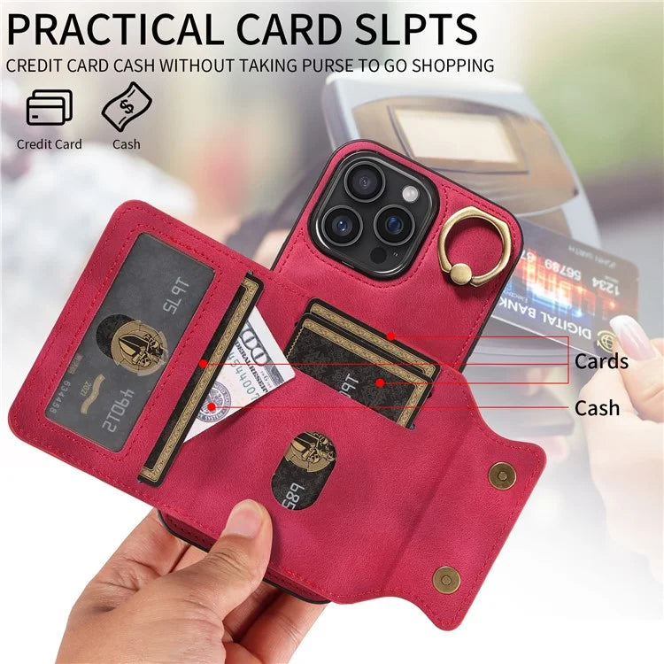 001 For iPhone 16 Pro Max Case Secure-Grip Kickstand Leather + TPU Phone Cover