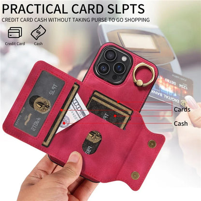 001 For iPhone 16 Pro Max Case Secure-Grip Kickstand Leather + TPU Phone Cover