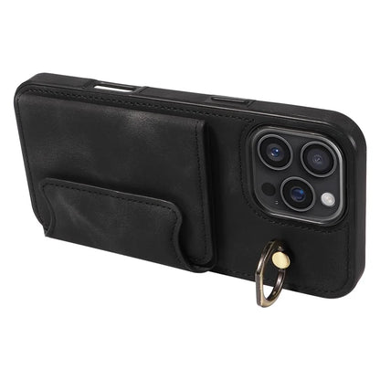 001 For iPhone 16 Pro Max Case Secure-Grip Kickstand Leather + TPU Phone Cover