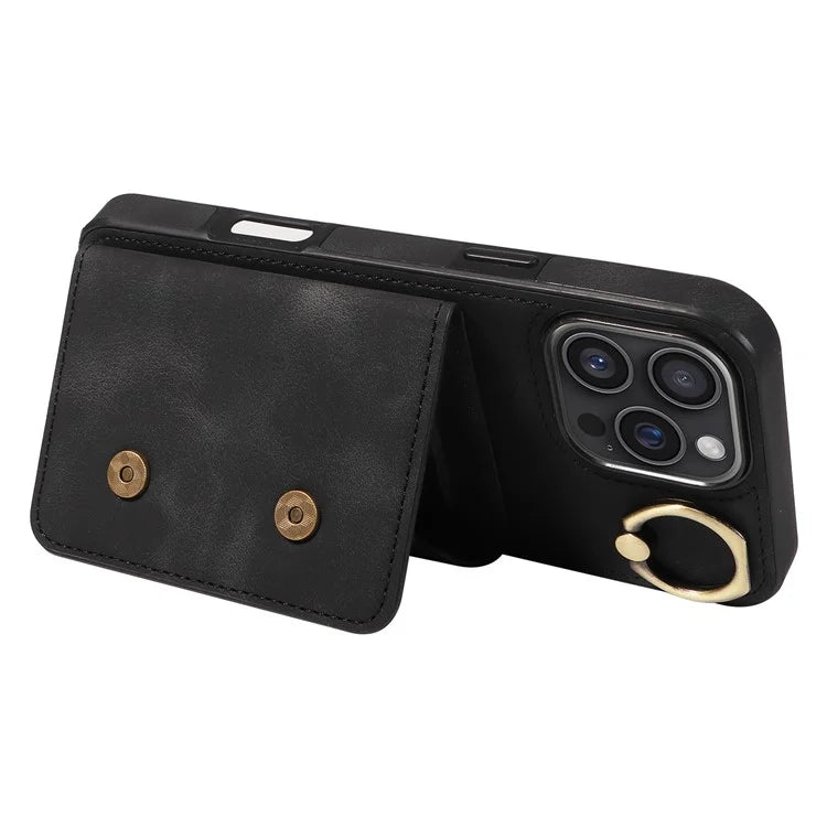 001 For iPhone 16 Pro Max Case Secure-Grip Kickstand Leather + TPU Phone Cover