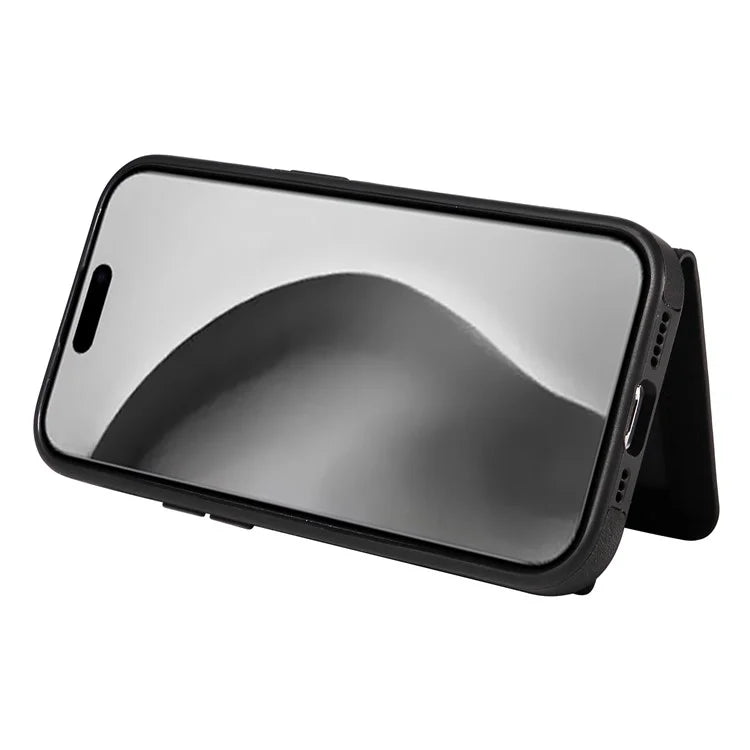 001 For iPhone 16 Pro Max Case Secure-Grip Kickstand Leather + TPU Phone Cover