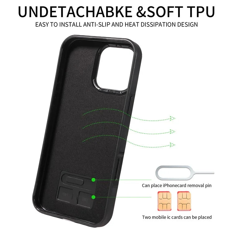 001 For iPhone 16 Pro Max Case Secure-Grip Kickstand Leather + TPU Phone Cover