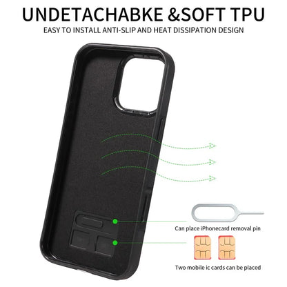 001 For iPhone 16 Pro Max Case Secure-Grip Kickstand Leather + TPU Phone Cover