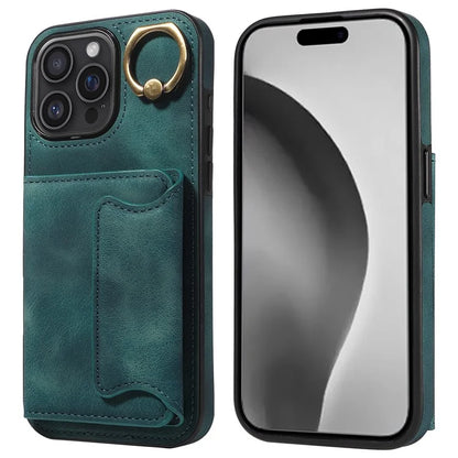 001 For iPhone 16 Pro Max Case Secure-Grip Kickstand Leather + TPU Phone Cover
