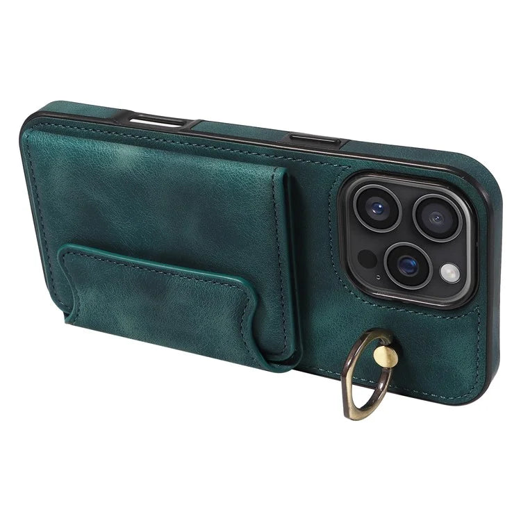 001 For iPhone 16 Pro Max Case Secure-Grip Kickstand Leather + TPU Phone Cover