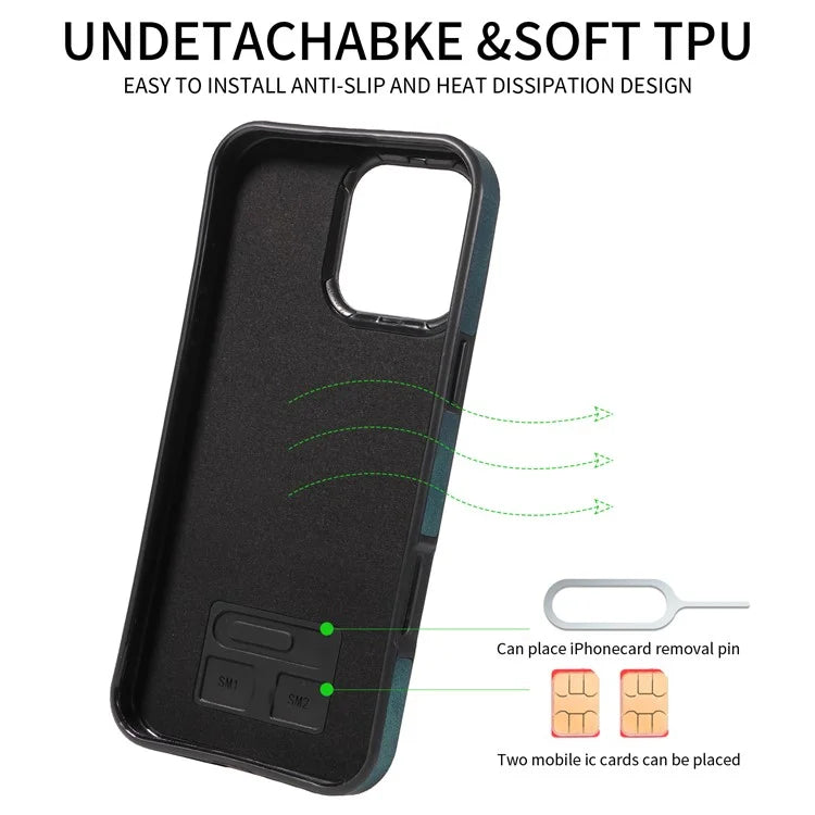 001 For iPhone 16 Pro Max Case Secure-Grip Kickstand Leather + TPU Phone Cover